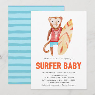 Surfer Baby Baby Shower Uitnodiging