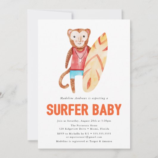 Surfer Baby | Geboorteaankondiging Kaart (Voorkant)