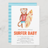 Surfer Baby | Geboorteaankondiging Kaart (Voorkant / Achterkant)