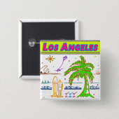 Surfer Beach Button "Los Angeles" (Voorkant /achterkant)