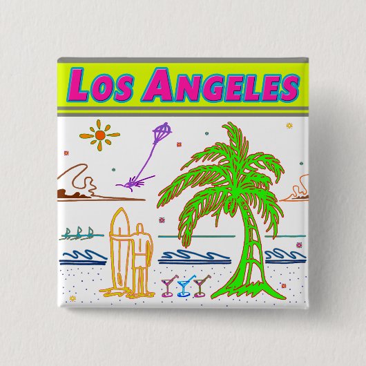 Surfer Beach Button "Los Angeles" (Voorkant)