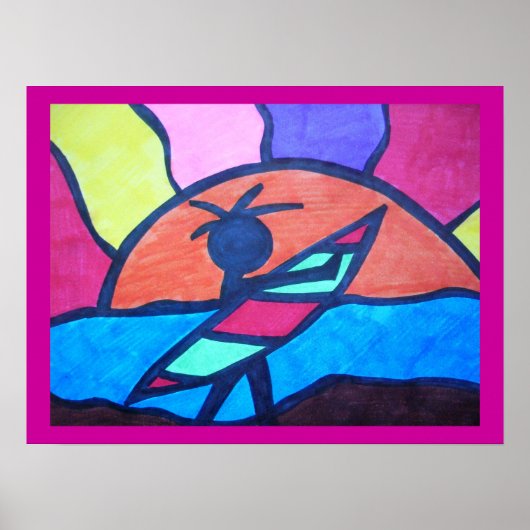Surfer Beach Sunset Poster (Voorkant)