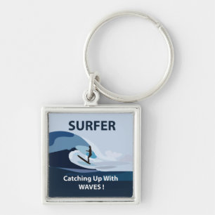 Surfer Beach Surfen Sleutelhanger