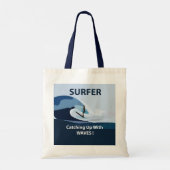 Surfer Beach Surfen Tote Bag (Achterkant)