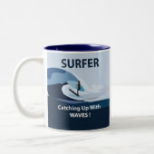 Surfer Beach Surfen Tweekleurige Koffiemok (Links)