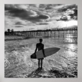 Surfer bij Oceanside Pier Poster (Voorkant)