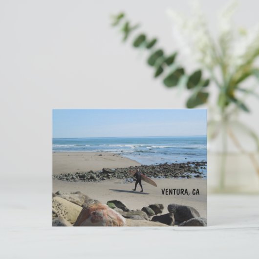 Surfer bij Rincon Beach, Ventura, CA Briefkaart (Staand voorkant)