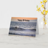Surfer bij zonsondergang Happy Birthday Kaart (Gele Bloem)