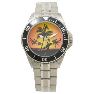 Surfer bij zonsondergang horloge