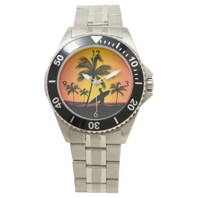 Surfer bij zonsondergang horloge (Voorkant)