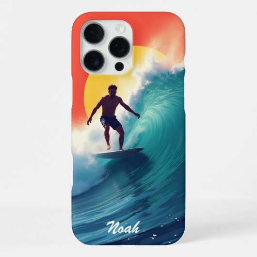 Surfer bij zonsondergang iPhone hoesje (Achterkant)