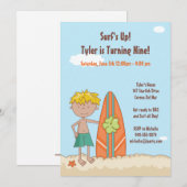 Surfer Birthday Party Invitation Kaart (Voorkant / Achterkant)