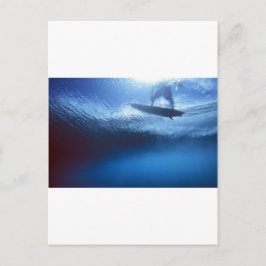 Surfer blue wave onderwater uitzicht briefkaart