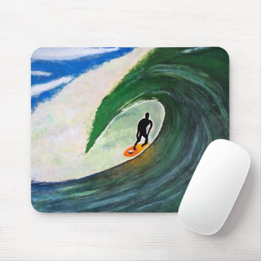Surfer boven de buisgolf in Hawaii Mousepad Muismat (Met muis)