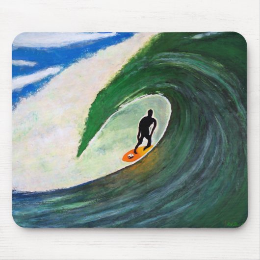 Surfer boven de buisgolf in Hawaii Mousepad Muismat (Voorkant)
