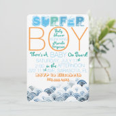 Surfer Boy Baby shower Uitnodiging (Staand voorkant)