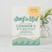 Surfer Boy Birthday Surf op elke leeftijd uitnodig Kaart (Staand voorkant)