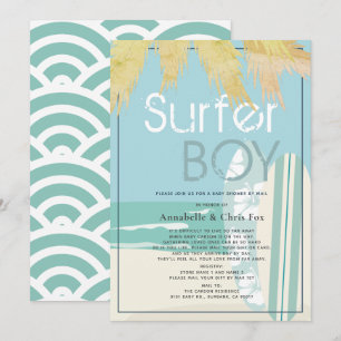Surfer Boy Surfboards Beach Baby shower per post Kaart