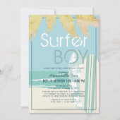 Surfer Boy Surfboards Beach Drive-by Baby shower Kaart (Voorkant)