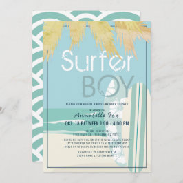 Surfer Boy Surfboards Beach Drive-by Baby shower Kaart