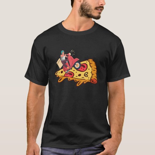 Surfer Boy Surfing Pizza Matching Cute Pizza Deliv T-shirt (Voorkant)