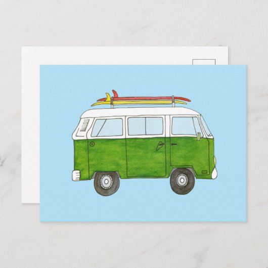 Surfer Campervan Briefkaart (Voorkant / Achterkant)