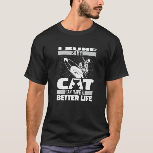 Surfer Cat Surfboard Waves Surfrider Surfing T-shirt (Voorkant)