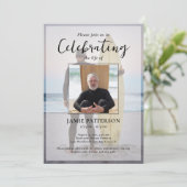 Surfer Celebration of Life Custom Photo Funeral Kaart (Staand voorkant)