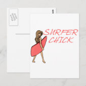 Surfer Chick Briefkaart (Voorkant / Achterkant)