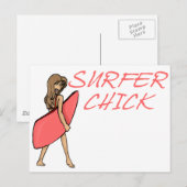 Surfer Chick Briefkaart (Voorkant / Achterkant)
