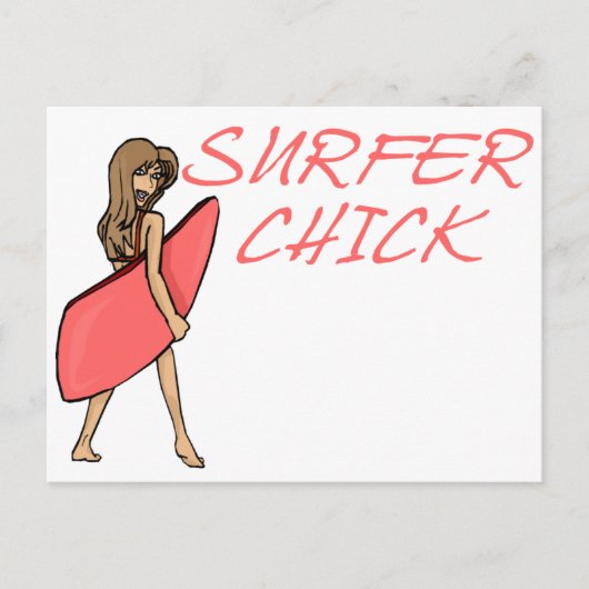 Surfer Chick Briefkaart (Voorkant)