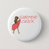 Surfer Chick Ronde Button 5,7 Cm (Voorkant)