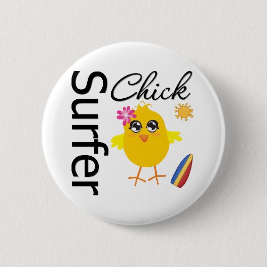 Surfer Chick Ronde Button 5,7 Cm (Voorkant)