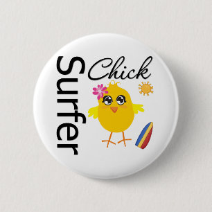 Surfer Chick Ronde Button 5,7 Cm