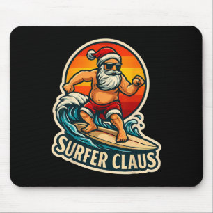 Surfer Claus Grappige Kerstman Surf Instructeur Su Muismat