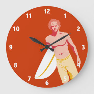 Surfer Clock Grote Klok