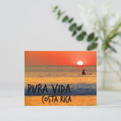 Surfer Costa Rica Pura Vida Sunset Briefkaart (Staand voorkant)