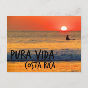 Surfer Costa Rica Pura Vida Sunset Briefkaart
