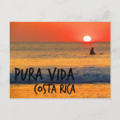 Surfer Costa Rica Pura Vida Sunset Briefkaart (Voorkant)