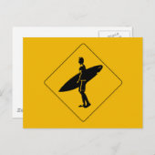 Surfer Crossing Warning Sign., San Diego Briefkaart (Voorkant / Achterkant)