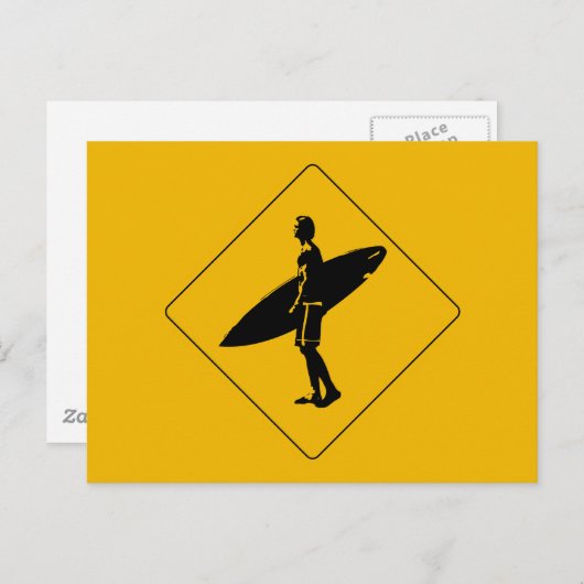 Surfer Crossing Warning Sign., San Diego Briefkaart (Voorkant / Achterkant)