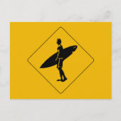 Surfer Crossing Warning Sign., San Diego Briefkaart (Voorkant)