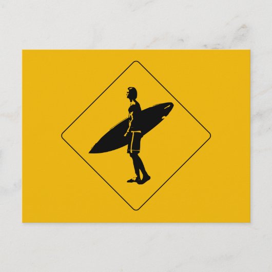 Surfer Crossing Warning Sign., San Diego Briefkaart (Voorkant)