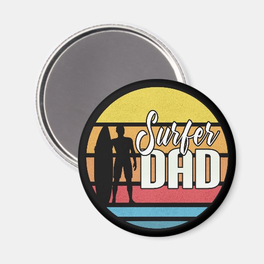 Surfer Dad Vaderdag Tropical Art | Magneet (Voorkant / Achterkant)