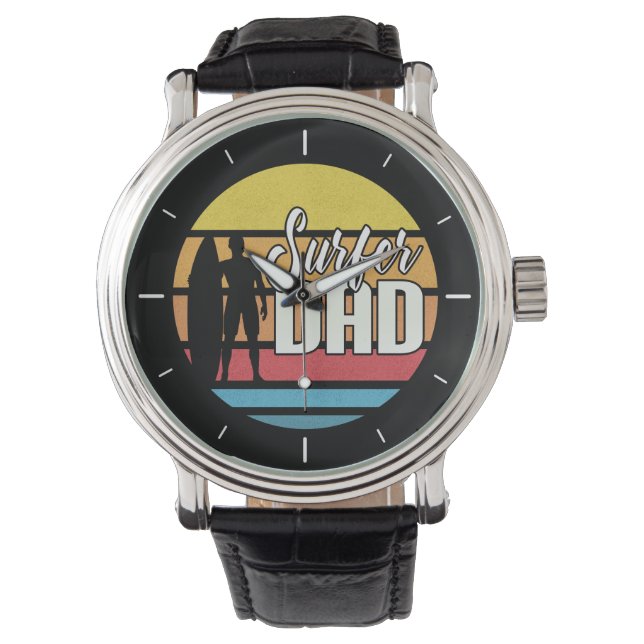 Surfer Dad Vaderdag Tropical Art | Mannen Watch Horloge (Voorkant)