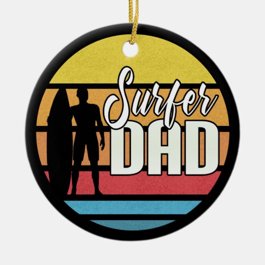 Surfer Dad Vaderdag Tropical Art | ORNAMENT (Voorkant)