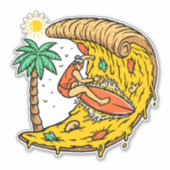 Surfer die een Pizza Curl-golf berijdt Sticker (Voorkant)