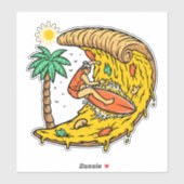 Surfer die een Pizza Curl-golf berijdt Sticker (Vel)