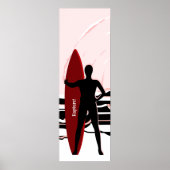 Surfer die het Surf op zonsopgang evalueert Poster (Voorkant)