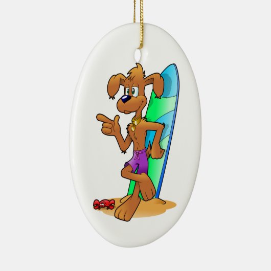 SURFER DOG KERAMISCH ORNAMENT (Rechts)
